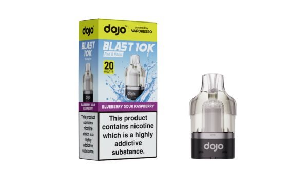 Dojo Blast 10K replacement pod in Blueberry Sour Raspberry flavour