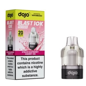 Dojo Blast 10K Pods - Straw-Raspberry Cherry Ice Dojo Blast 10K replacement pod in Straw-Raspberry Cherry Ice flavour