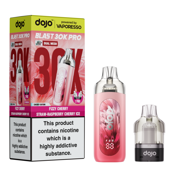 DOJO BLAST 30K KITS - FIZZY-CHERRY+STRAW-RASPBERRY-CHERRY-ICE Dojo Blast 30K - Fizzy Cherry + Strawberry Raspberry Cherry Ice