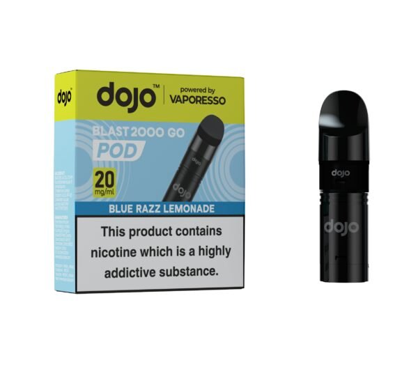 Dojo Blast 2K GO replacement pod in Blue Razz Lemonade flavour