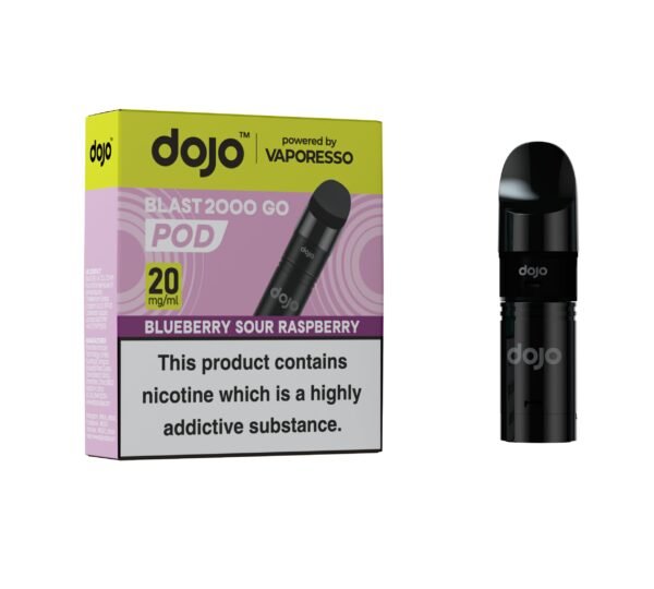 Dojo Blast 2K GO Pods - Blueberry Sour Raspberry Dojo Blast 2K GO replacement pod in Blueberry Sour Raspberry flavour