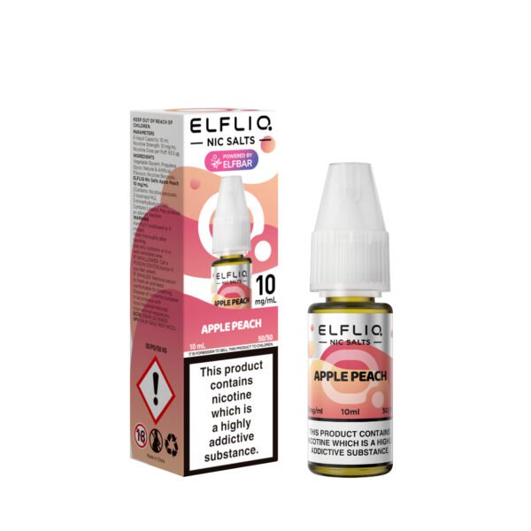 ElfLiq Apple Peach nic salt e-liquid 10mg bottle