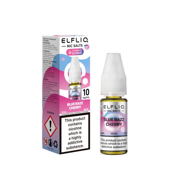 ElfLiq Blue Razz Cherry nic salt e-liquid 10mg bottle