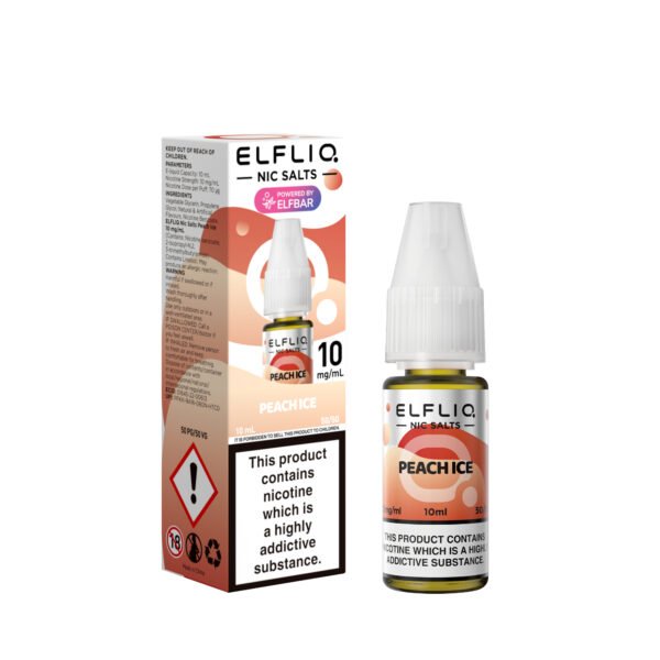 ElfLiq Peach Ice nic salt e-liquid 10mg bottle