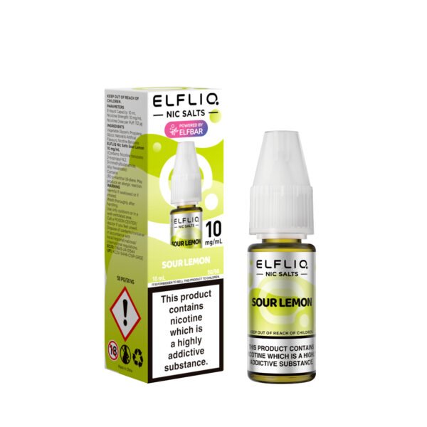 ElfLiq Sour Lemon nic salt e-liquid 10mg bottle
