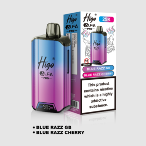 Higo Alpha Pro 25k Pod Kit - Blue Razz GB + Blue Razz Cherry Higo Alpha Pro 25k prefilled pod kit in Blue Razz GB + Blue Razz Cherry flavours