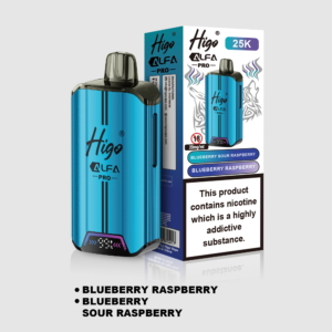 Higo Alpha Pro 25k Pod Kit - Blueberry Raspberry + Blueberry Sour Raspberry Higo Alpha Pro 25k prefilled pod kit in Blueberry Raspberry + Blueberry Sour Raspberry flavours