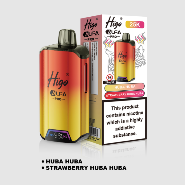 Higo Alpha Pro 25k Pod Kit - Huba Huba + Strawberry Huba Huba Higo Alpha Pro 25k prefilled pod kit in Huba Huba + Strawberry Huba Huba flavours