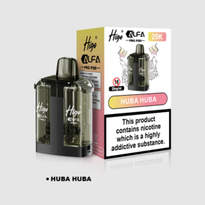 Higo Alpha Pro 25k Pod - Huba Huba Higo Alpha Pro 25k replacement pod in Huba Huba flavour - 1ml prefilled pod with 10ml refill tank, 20mg nic salt e-liquid, UK TPD compliant