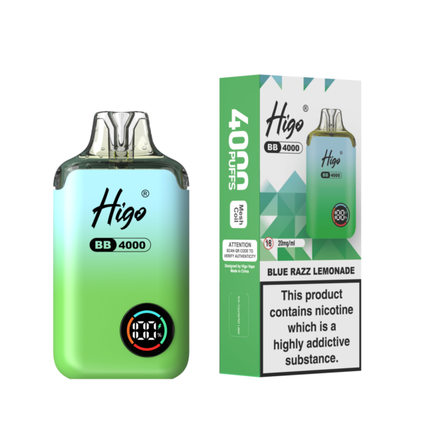 Higo BB 4000 prefilled pod kit in Blue Razz Lemonade flavour