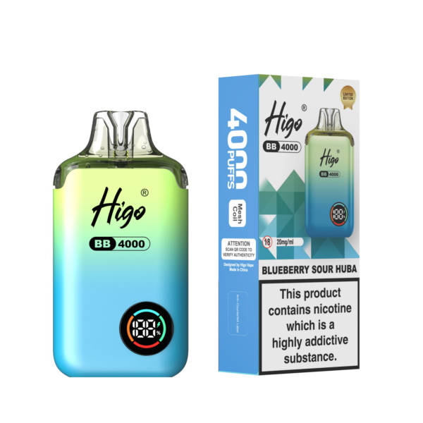 Higo BB 4000 Pod Kit - Bueberry Sour Huba Higo BB 4000 prefilled pod kit in Bueberry Sour Huba flavour