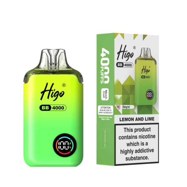 Higo BB 4000 Pod Kit - Lemon & Lime Higo BB 4000 prefilled pod kit in Lemon & Lime flavour