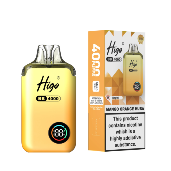 Higo BB 4000 prefilled pod kit in Mango Orange Huba flavour