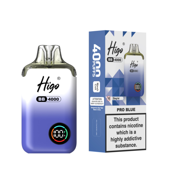 Higo BB 4000 Pod Kit - Pro Blue Higo BB 4000 prefilled pod kit in Pro Blue flavour