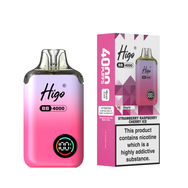 Higo BB 4000 Pod Kit - Strawberry Raspberry Cherry Ice Higo BB 4000 prefilled pod kit in Strawberry Raspberry Cherry Ice flavour