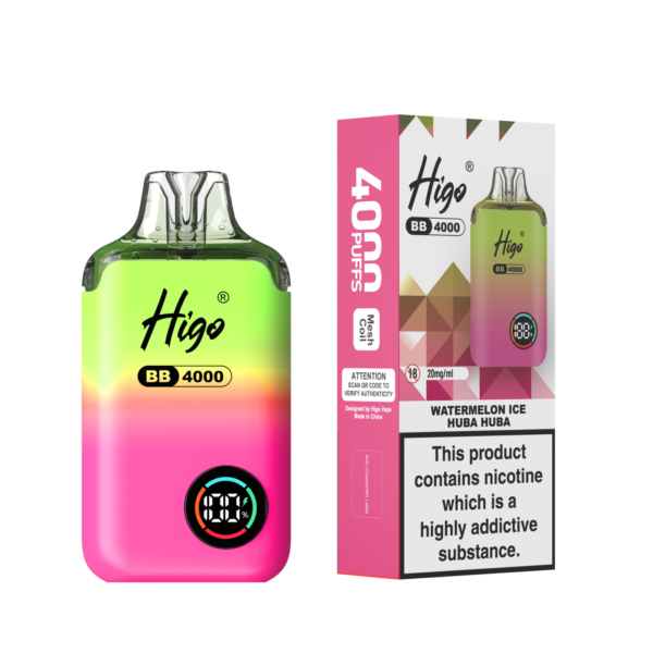 Higo BB 4000 Pod Kit - Watermelon Ice Huba Huba Higo BB 4000 prefilled pod kit in Watermelon Ice Huba Huba flavour