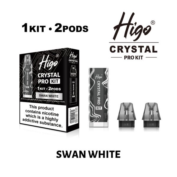 Higo Crystal Pro Pod Kit - Swan White Higo Crystal Pro refillable pod kit in Swan White colour