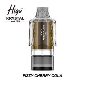 Higo Krystal Max 7500 Pod - Fizzy Cherry Cola Higo Krystal Max 7500 replacement pod in Fizzy Cherry Cola flavour - 2ml prefilled pod with 10ml refill container, 20mg nic salt e-liquid, UK TPD compliant