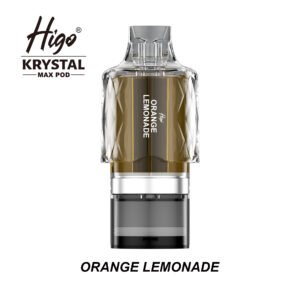 Higo Krystal Max 7500 Pod - Orange Lemonade Higo Krystal Max 7500 replacement pod in Orange Lemonade flavour - 2ml prefilled pod with 10ml refill container, 20mg nic salt e-liquid, UK TPD compliant
