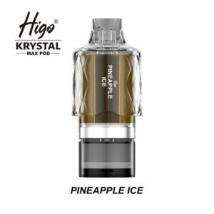Higo Krystal Max 7500 Pod - Pineapple Ice Higo Krystal Max 7500 replacement pod in Pineapple Ice flavour - 2ml prefilled pod with 10ml refill container, 20mg nic salt e-liquid, UK TPD compliant