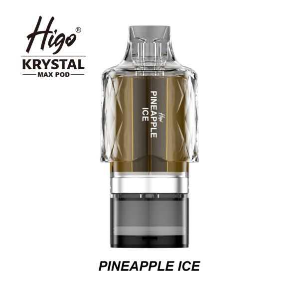 Higo Krystal Max 7500 replacement pod in Pineapple Ice flavour - 2ml prefilled pod with 10ml refill container, 20mg nic salt e-liquid, UK TPD compliant