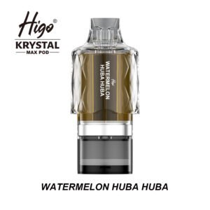 Higo Krystal Max 7500 Pod - Watermelon Huba Huba Higo Krystal Max 7500 replacement pod in Watermelon Huba Huba flavour - 2ml prefilled pod with 10ml refill container, 20mg nic salt e-liquid, UK TPD compliant