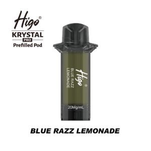 Higo Krystal Pro 600 Pod - Blue Razz Lemonade Higo Krystal Pro 600 replacement pod in Blue Razz Lemonade flavour - 2ml prefilled pod, 20mg nic salt e-liquid, UK TPD compliant