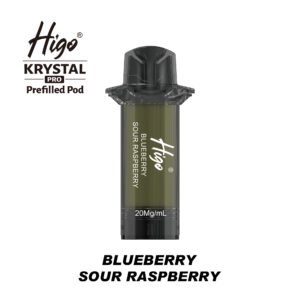 Higo Krystal Pro 600 Pod - Blueberry Sour Raspberry Higo Krystal Pro 600 replacement pod in Blueberry Sour Raspberry flavour - 2ml prefilled pod, 20mg nic salt e-liquid, UK TPD compliant