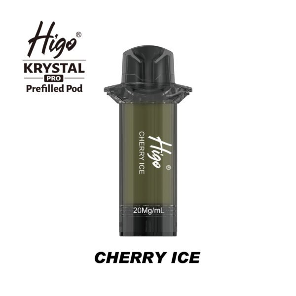 Higo Krystal Pro 600 replacement pod in Cherry Ice flavour - 2ml prefilled pod, 20mg nic salt e-liquid, UK TPD compliant