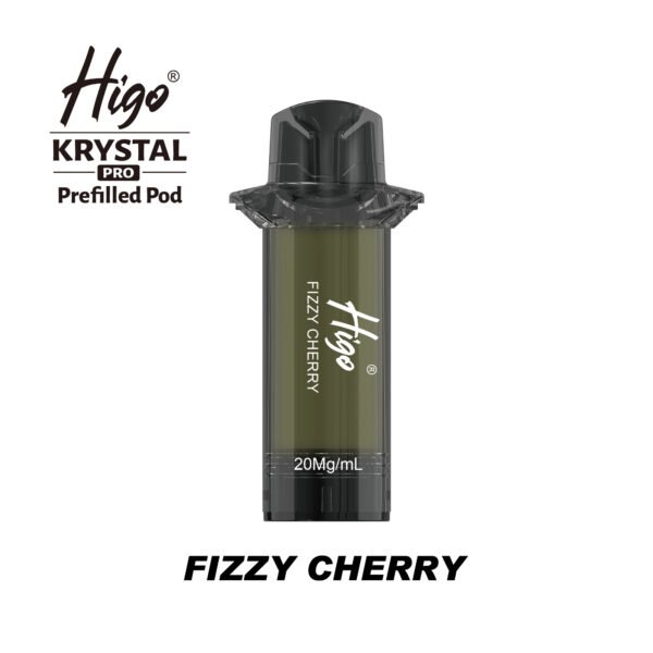 Higo Krystal Pro 600 replacement pod in Fizzy Cherry flavour - 2ml prefilled pod, 20mg nic salt e-liquid, UK TPD compliant