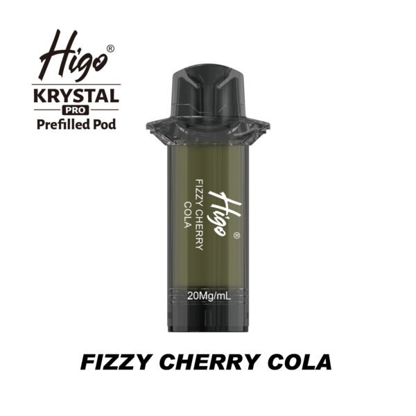 Higo Krystal Pro 600 replacement pod in Fizzy Cherry Cola flavour - 2ml prefilled pod, 20mg nic salt e-liquid, UK TPD compliant