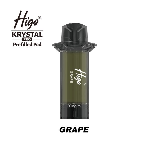 Higo Krystal Pro 600 Pod - Grape Higo Krystal Pro 600 replacement pod in Grape flavour - 2ml prefilled pod, 20mg nic salt e-liquid, UK TPD compliant