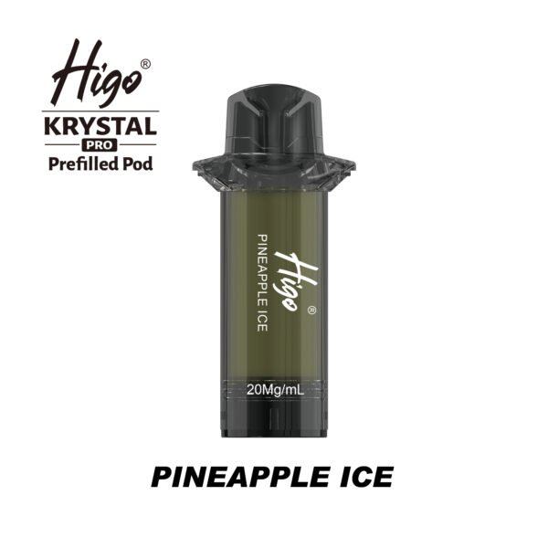 Higo Krystal Pro 600 replacement pod in Pineapple Ice flavour - 2ml prefilled pod, 20mg nic salt e-liquid, UK TPD compliant