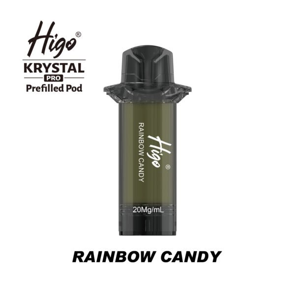 Higo Krystal Pro 600 replacement pod in Rainbow Candy flavour - 2ml prefilled pod, 20mg nic salt e-liquid, UK TPD compliant