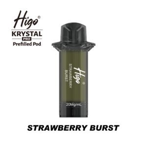 Higo Krystal Pro 600 Pod - Strawberry Burst Higo Krystal Pro 600 replacement pod in Strawberry Burst flavour - 2ml prefilled pod, 20mg nic salt e-liquid, UK TPD compliant