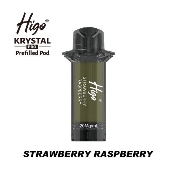 Higo Krystal Pro 600 Pod - Strawberry Raspberry Higo Krystal Pro 600 replacement pod in Strawberry Raspberry flavour - 2ml prefilled pod, 20mg nic salt e-liquid, UK TPD compliant