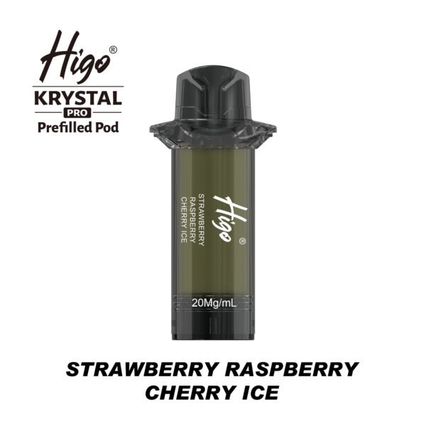 Higo Krystal Pro 600 replacement pod in Strawberry Raspberry Cherry Ice flavour - 2ml prefilled pod, 20mg nic salt e-liquid, UK TPD compliant