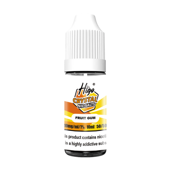 Higo Nic Salts 10ml Fruit Gum nic salt e-liquid bottle - 10mg strength, UK TPD compliant