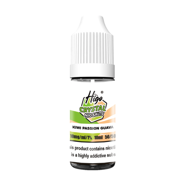 Higo Nic Salts 10ml Kiwi Passion Guava nic salt e-liquid bottle - 10mg strength, UK TPD compliant