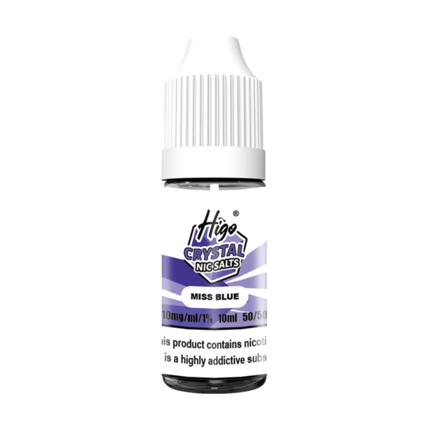 Higo Nic Salts 10ml Miss Blue nic salt e-liquid bottle - 10mg strength, UK TPD compliant