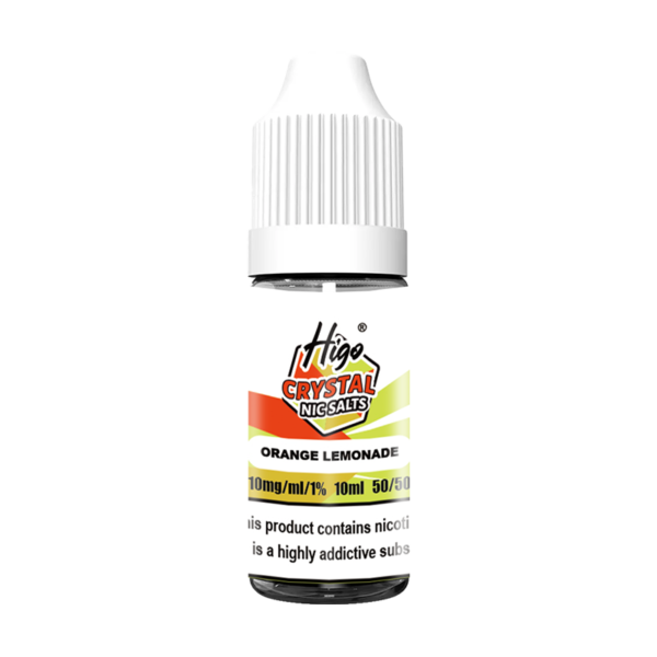 Higo Nic Salts 10ml Orange Lemonade nic salt e-liquid bottle - 10mg strength, UK TPD compliant
