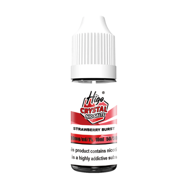 Higo Nic Salts 10ml Strawberry Burst nic salt e-liquid bottle - 10mg strength, UK TPD compliant