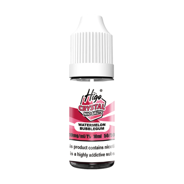 Higo Nic Salts 10ml Watermelon Bubblegum nic salt e-liquid bottle - 10mg strength, UK TPD compliant