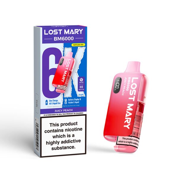 Lost Mary BM6000 pre-filled pod kit in Juicy Peach flavour