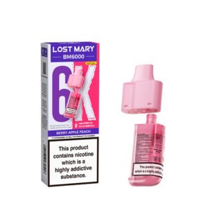 Lost Mary BM6000 Pods - Berry Apple Peach Lost Mary BM6000 replacement pod in Berry Apple Peach flavour