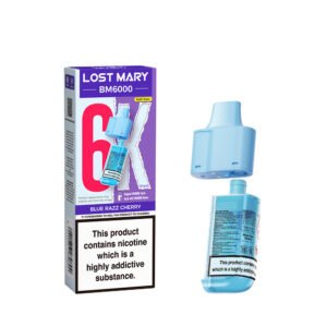 Lost Mary BM6000 Pods - Blue Razz Cherry Lost Mary BM6000 replacement pod in Blue Razz Cherry flavour