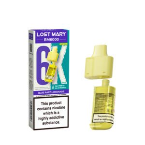 Lost Mary BM6000 replacement pod in Blue Razz Lemonade flavour