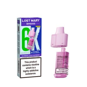 Lost Mary BM6000 replacement pod in Blueberry Sour Raspberry flavour