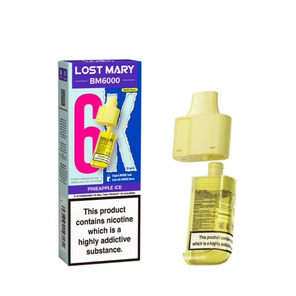 Lost Mary BM6000 replacement pod in Pineapple Ice flavour