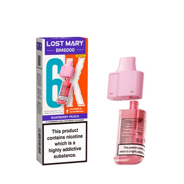 Lost Mary BM6000 replacement pod in Raspberry Peach flavour